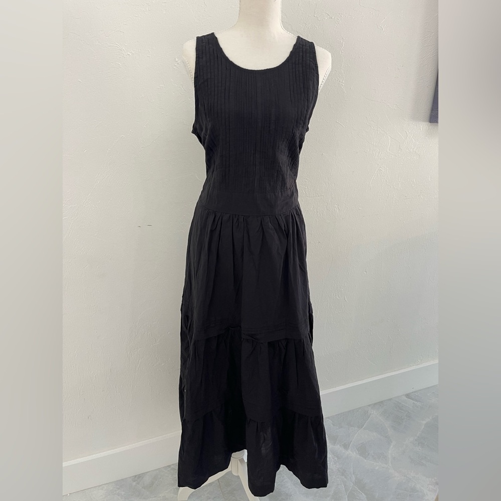 Pampelone Perle‎ Black Cotton Midi Dress size L